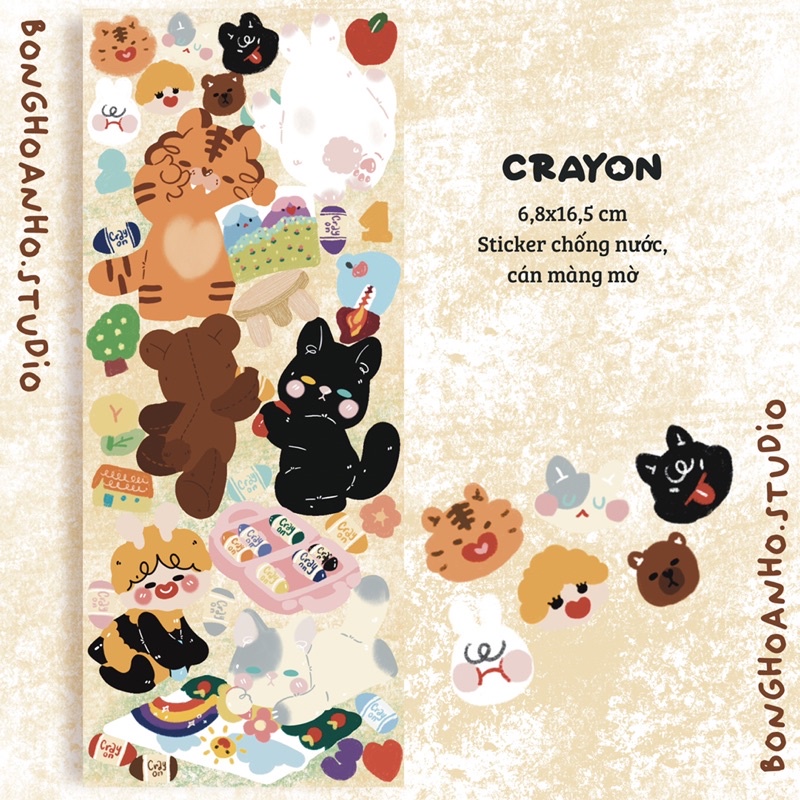 Bonghoanho_studio | Sticker | Nhãn dán chủ đề Hổ con và các bạn cùng tập vẽ