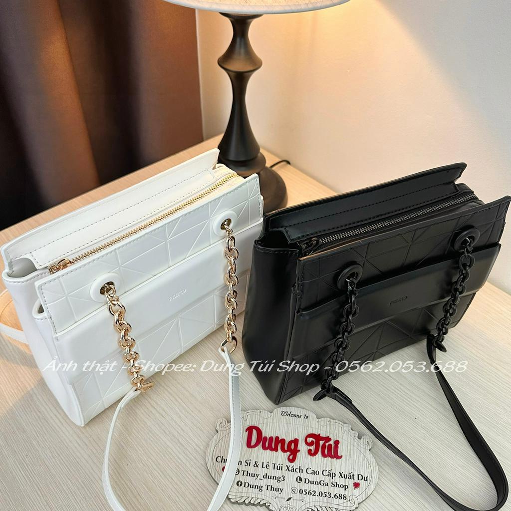 Túi nữ đeo vai size 23 ngăn rộng túi khóa zip chất da lì dày PW2-76390095 full màu