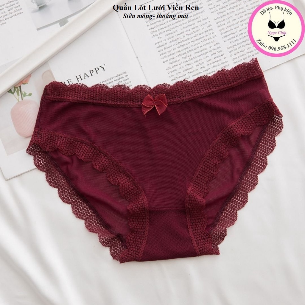 Quần lót nữ cao cấp,quần chip lưới viền ren siêu mỏng kháng khuẩn thoáng mát sexy nữ tính NĐ03