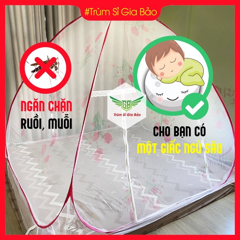 Màn chụp tự bung người lớn trẻ em gấp gọn tiện dụng , mùng chụp cho bé ngủ chống muỗi - côn trùng size 1m8 x 2m.