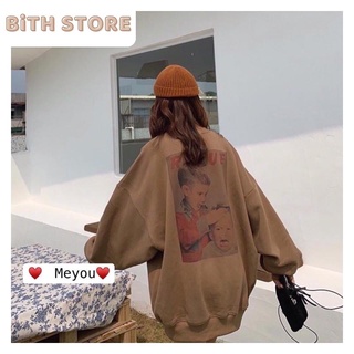 Áo Sweater Nỉ Nữ Phong Cách Ulzzang Màu Nâu Đất