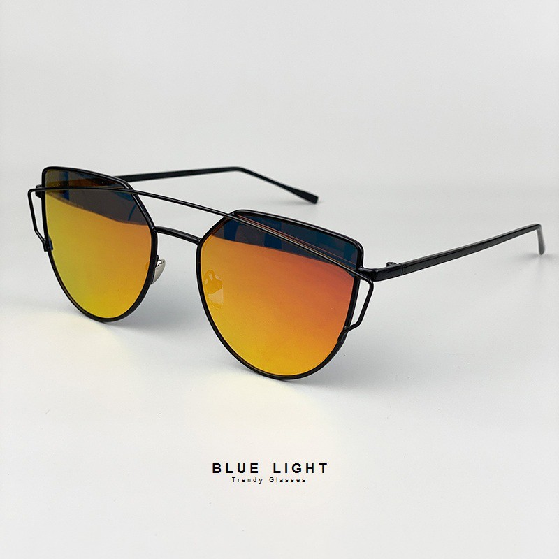 Kính Râm Mát Nam Nữ Mắt Mèo Đen, Tráng Gương Đỏ, Xanh Dương - BLUE LIGHT SHOP