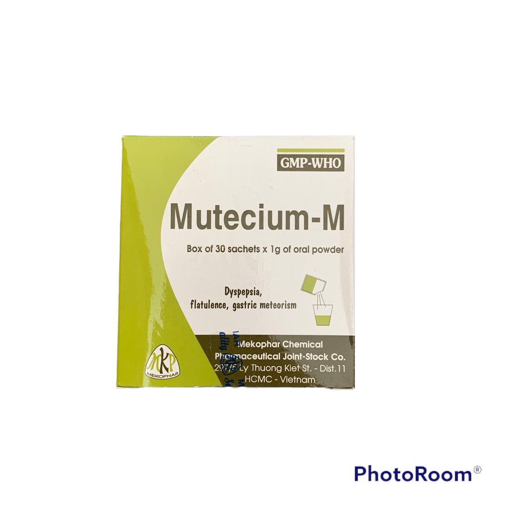MUTECIUM - M Hộp 30 gói hỗ trợ chứng đầy hơi, chướng bụng, ăn không tiêu