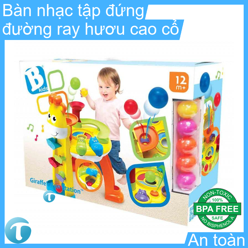 Bàn Nhạc Tập Đứng, Đường Ray Trượt Bóng Hình Hươu Cao Cổ Ngộ Nghĩnh, Phát Triển Vân Động, Chính Hãng B KIDS - 004640