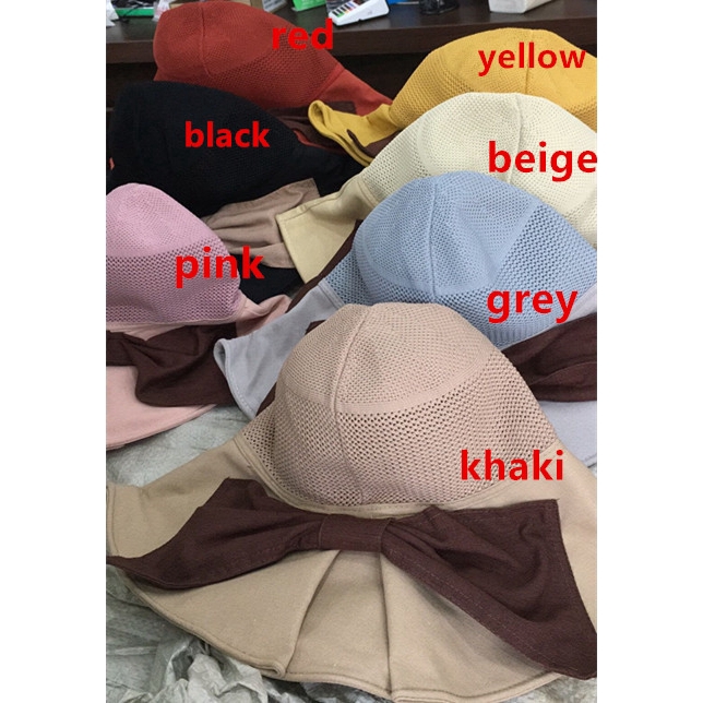 Fashionable wide-brimmed beaded hat with bows for women