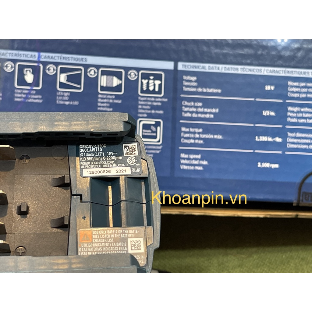 Máy khoan bê tông Bosch GSB18V-1330CN thân máy