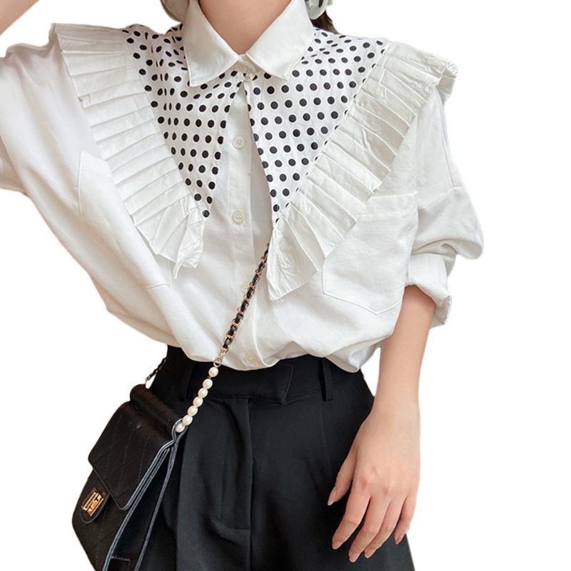 Cổ áo giả vải chiffon in họa tiết hoa dáng ngắn phối bèo thời trang lolita ngọt ngào cho nữ vào mùa hè | BigBuy360 - bigbuy360.vn