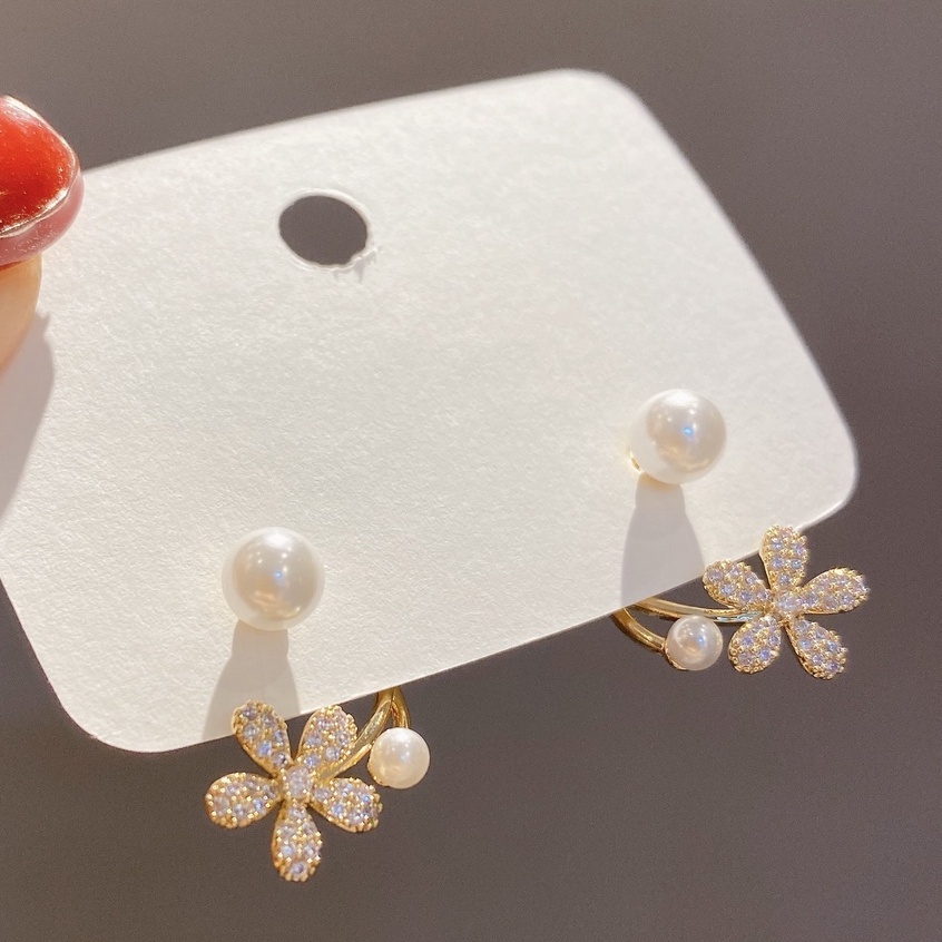 Khuyên tai RINHOO FRIENDSHIP kiểu hoa ngọc trai thời trang thanh lịch cho nữ