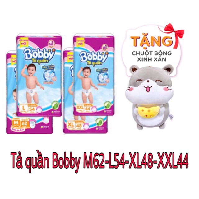 [ĐƯỢC CHỌN QUÀ]Tã Quần Bobby siêu thấm M62/L54/XL48/XXL44