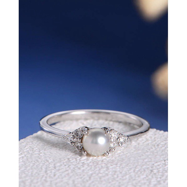 Nhẫn mạ màu vàng hồng 18k đính ngọc trai giả phong cách Âu Mỹ