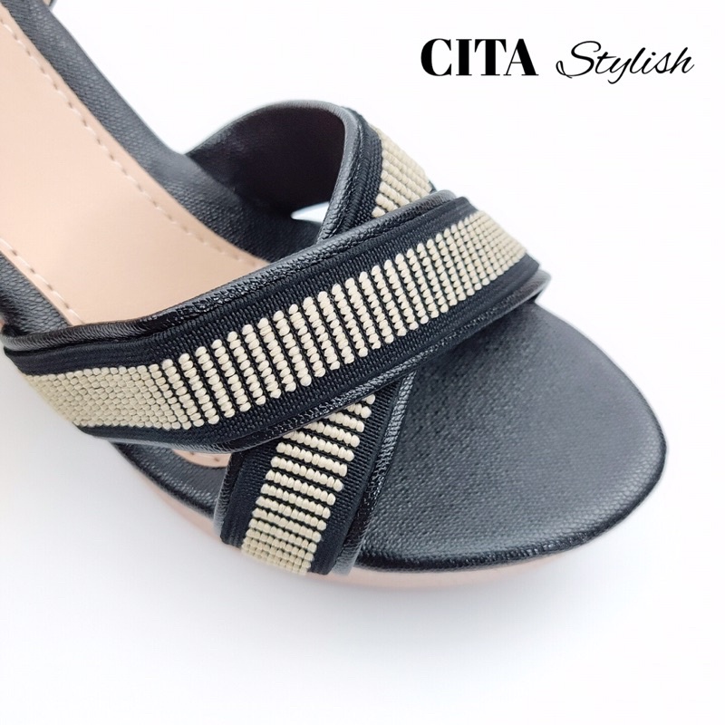 Sandal cao gót 💖 FREESHIP 💖 đế xuồng quai chéo cao 8 cm CITA STYLISH êm nhẹ tôn dáng mã CITA.46