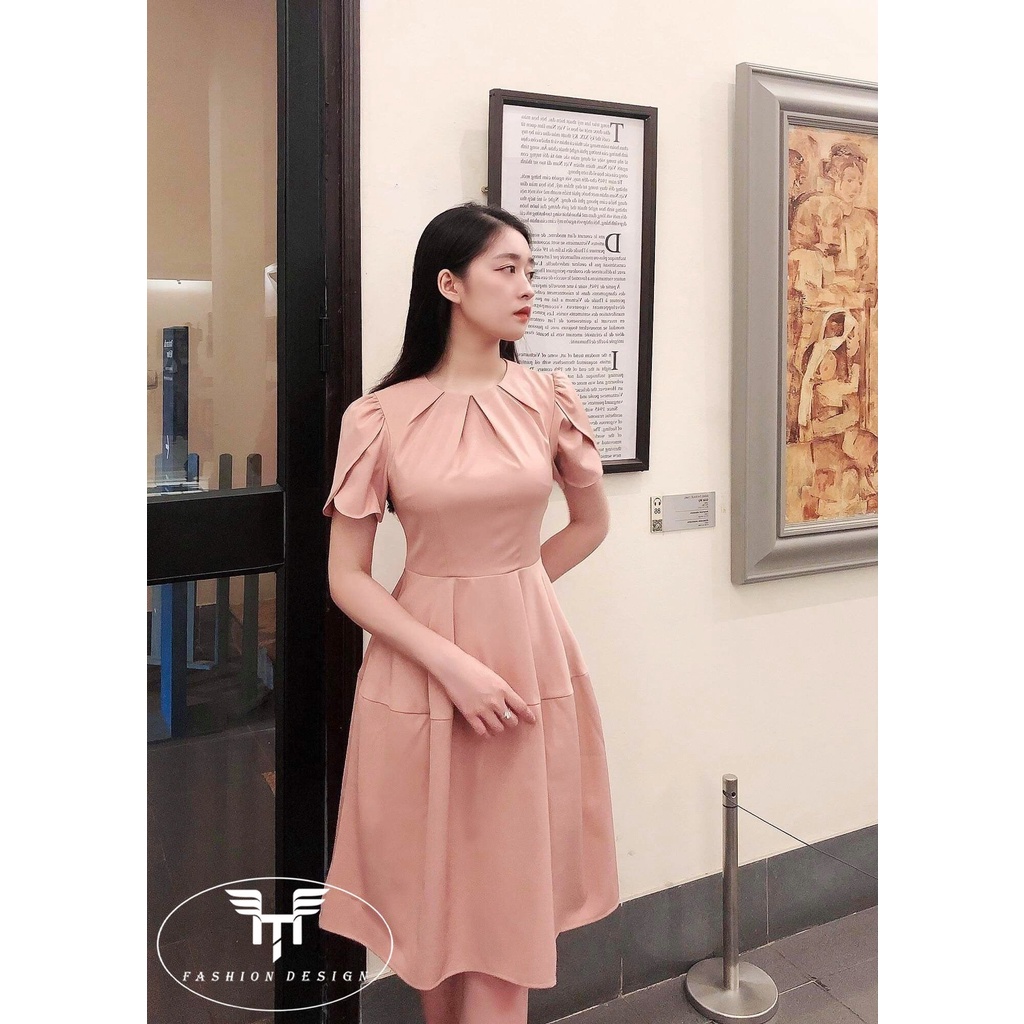 Đầm váy thiết kế tiểu thư cao cấp dự tiệc sang chảnh, đẹp, cổ cách điệu đính hoa eo mặc đi làm, đi chơi TV03-HTDESIGN | BigBuy360 - bigbuy360.vn