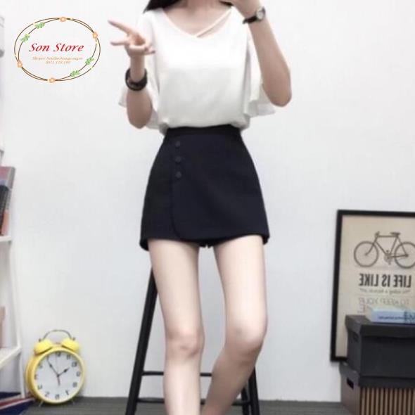 Quần giả váy vạt phối 3 hàng cúc | BigBuy360 - bigbuy360.vn