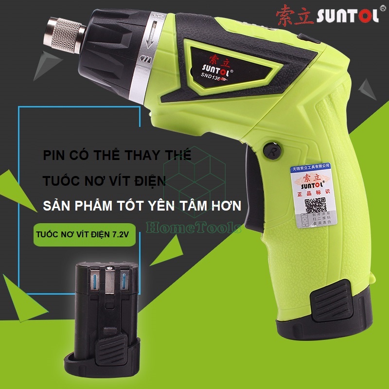 Máy Vặn Vít Tua Vít Pin rời 7.2V Suntol SND136/Thân Vít Gập 90 Độ
