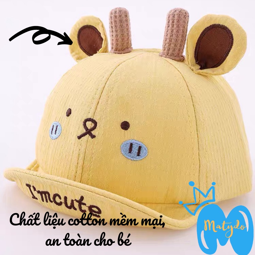 Mũ cho bé gái bé trai MATYDO nón lưỡi trai hình mặt cười im cute đáng yêu phụ kiện mùa hè