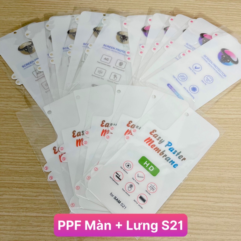 PPF màn hình, lưng Samsung S21 bóng và nhám, không kèm dụng cụ vệ sinh