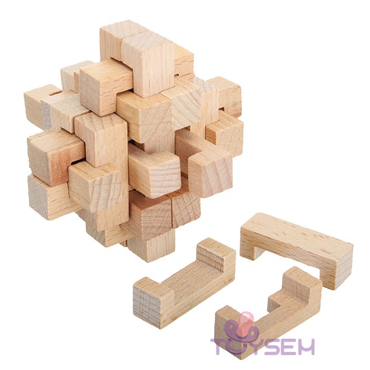 1 Cái Đồ chơi trẻ em giải đố đồ gỗ khóa luban phát triển trí tuệ Toysem - Quà tặng sinh nhật cho bé