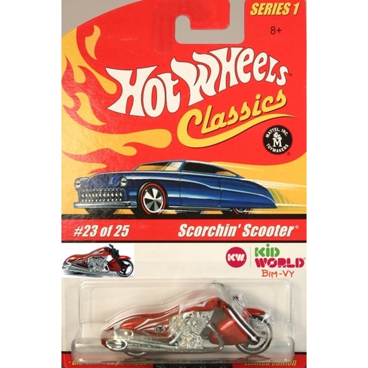 Xe mô hình Hot Wheels Moto Classics Series Scorchin' Scooter H7088 Red.