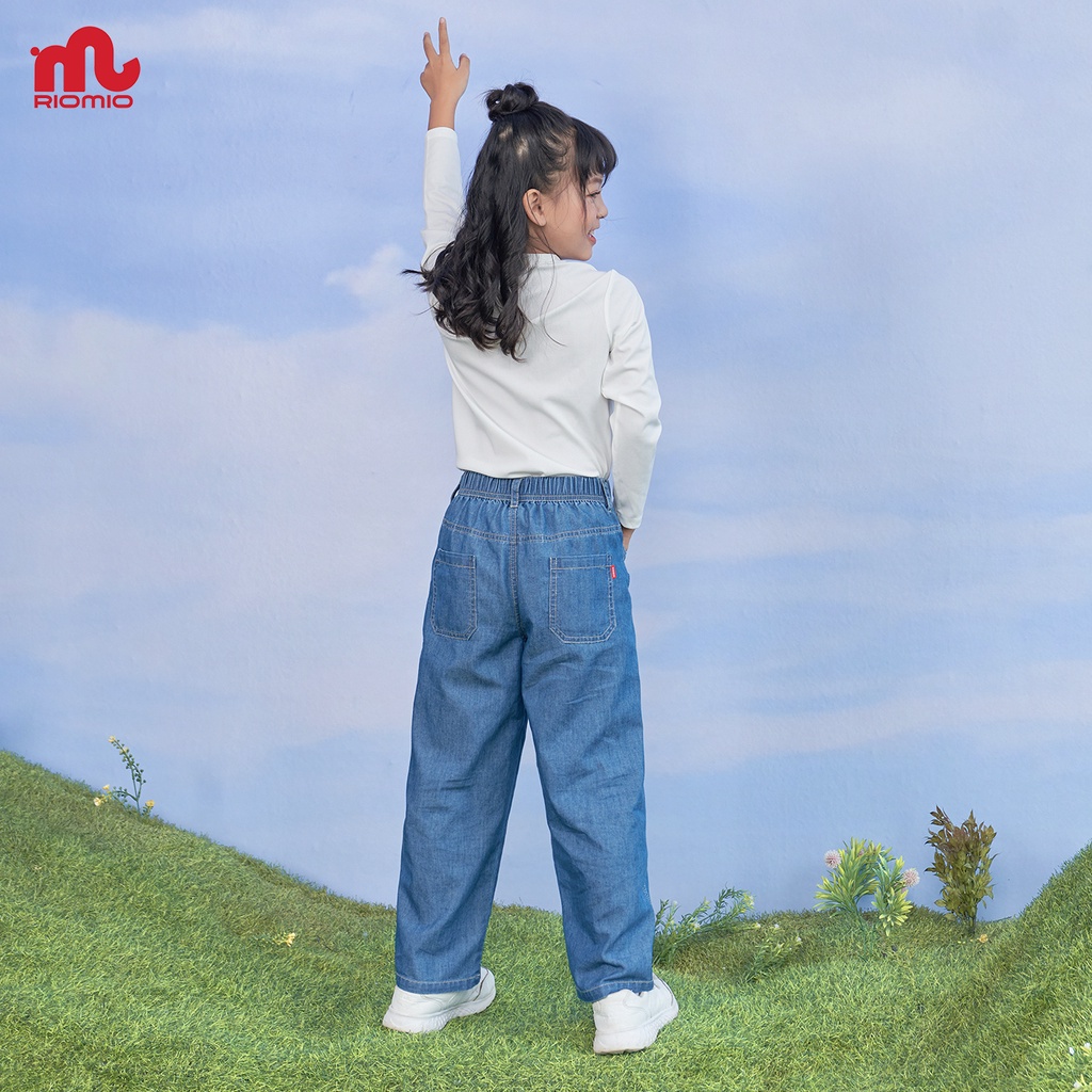 Quần jean cho bé gái 5-12 tuổi size 20-50kg ống suông RIOMIO đồng phục đi học đi chơi 100% cotton USA cao cấp - RO277
