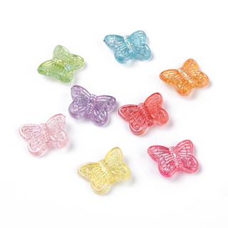 (ver 01) 8 hạt nhựa hình bướm nhiều màu trong suốt ánh hologram xỏ lỗ 2 đầu