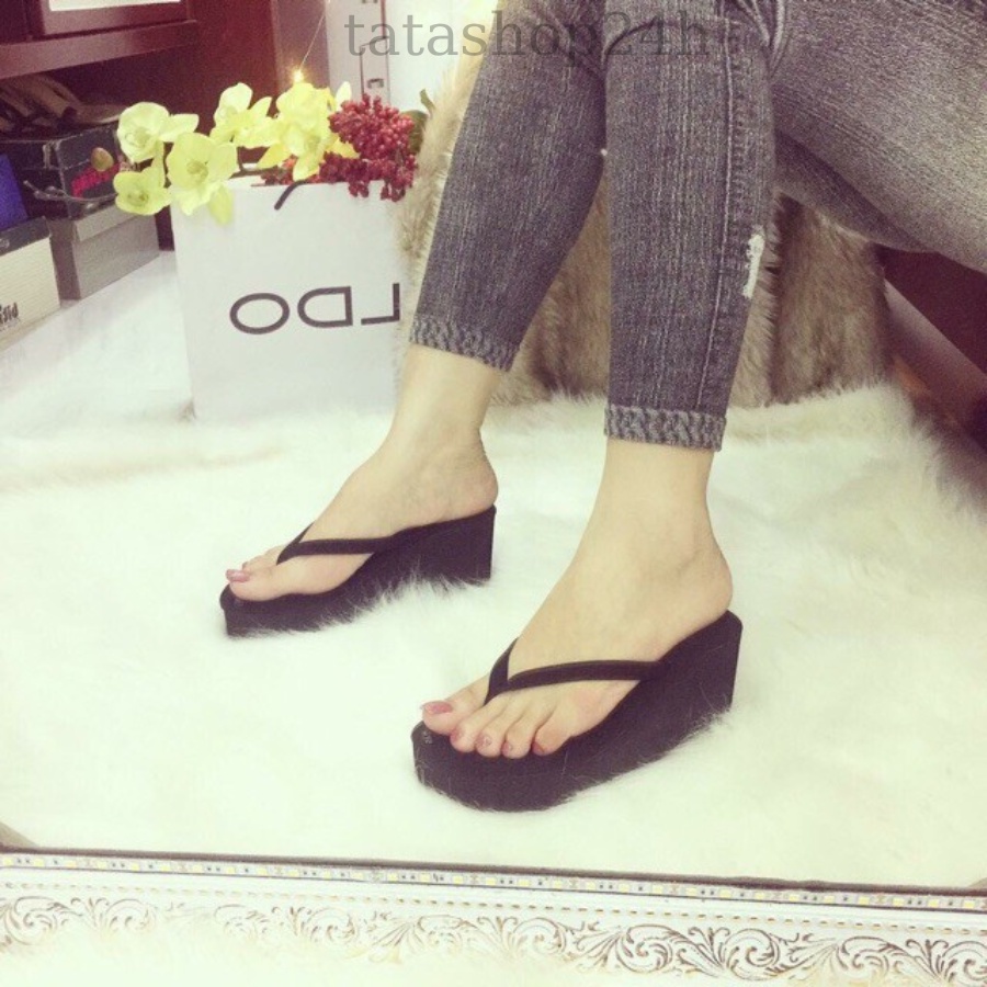 Dép tông nữ xỏ ngón BeBe Cao 5CM, 7CM, 9CM quai vải đế đúc - DL097