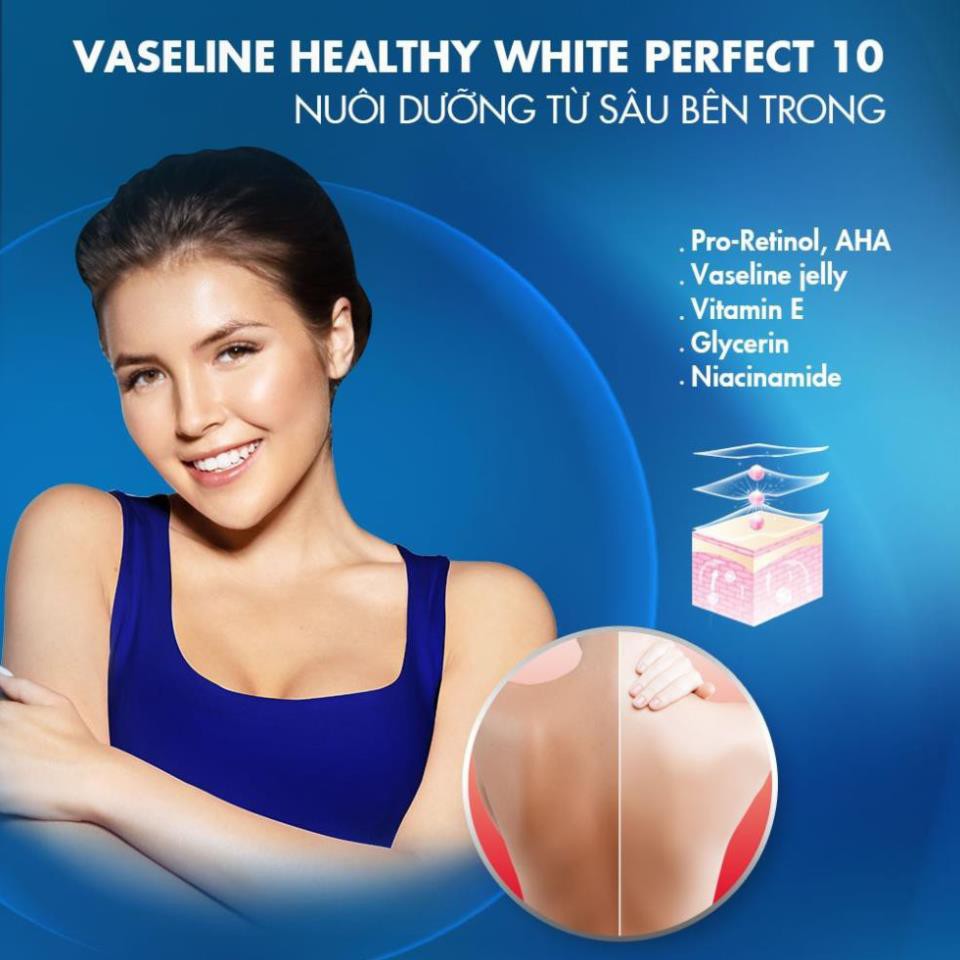 Combo Sữa dưỡng thể chống nắng Vaseline SPF 24 (Ngày) 200ml và chống lão hóa Vaseline Perfect 10 (Đêm) 200ml