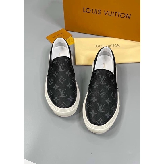 Giày thể thao nam,slipon giày lười Lv xanh than,nâu đế trắng fom tàu cao cấp
