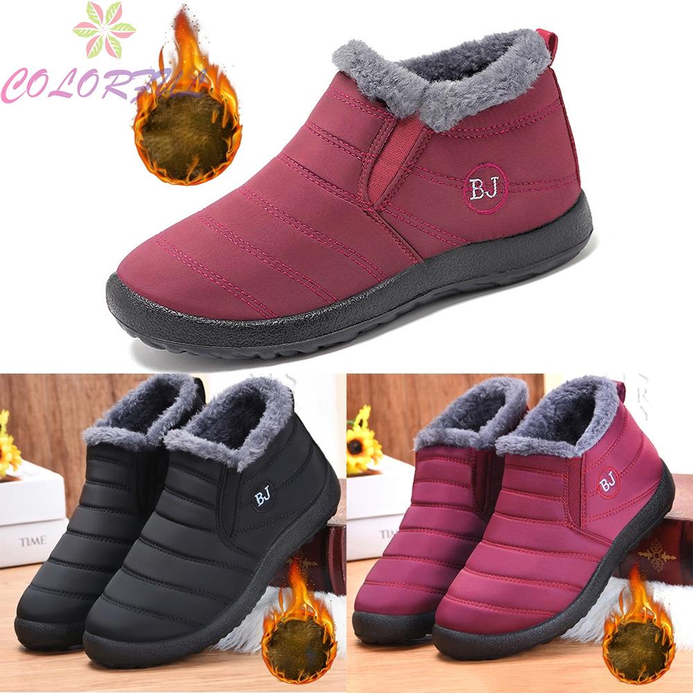 【COLORFUL】Athletic Shoes Ankle Outdoor Fur-lined Slip On Warm Winter Women Shoes
