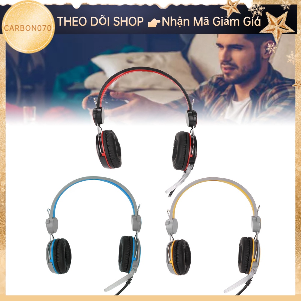 Tai nghe chụp tai chơi game có dây chống đứt âm thanh stereo tích hợp micro khử tiếng ồn cho máy tính