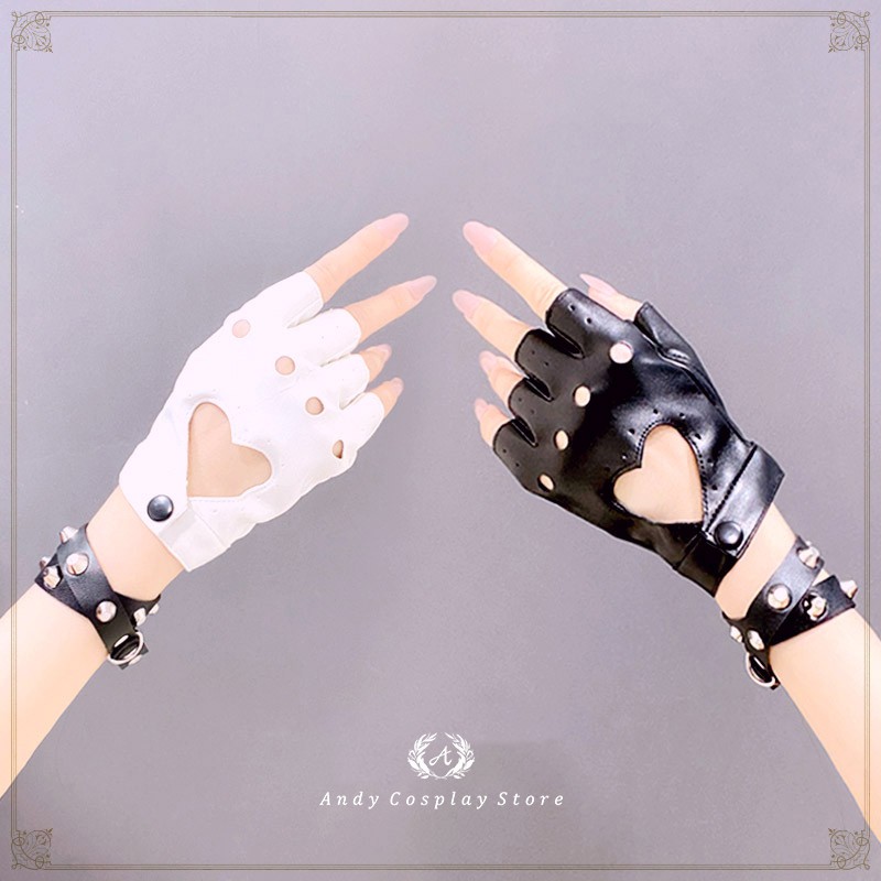 [CÓ SẴN] Găng tay PU hở ngón trái tim