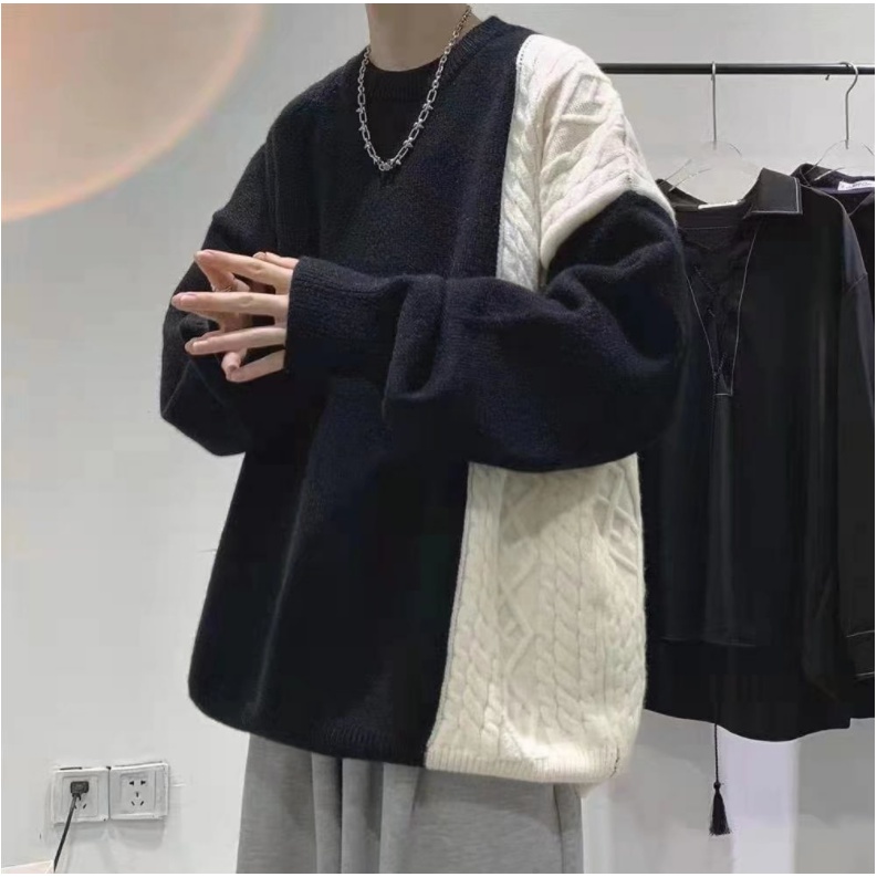 Áo Sweater Cổ Tròn Dáng Rộng Phong lạnh sweater lông Cách Retro len from rộng áo len nam nữ Hàn Quốc unisex Cho Nam Giới