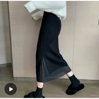 Chân váy len 2 lớp, chân váy xếp ly