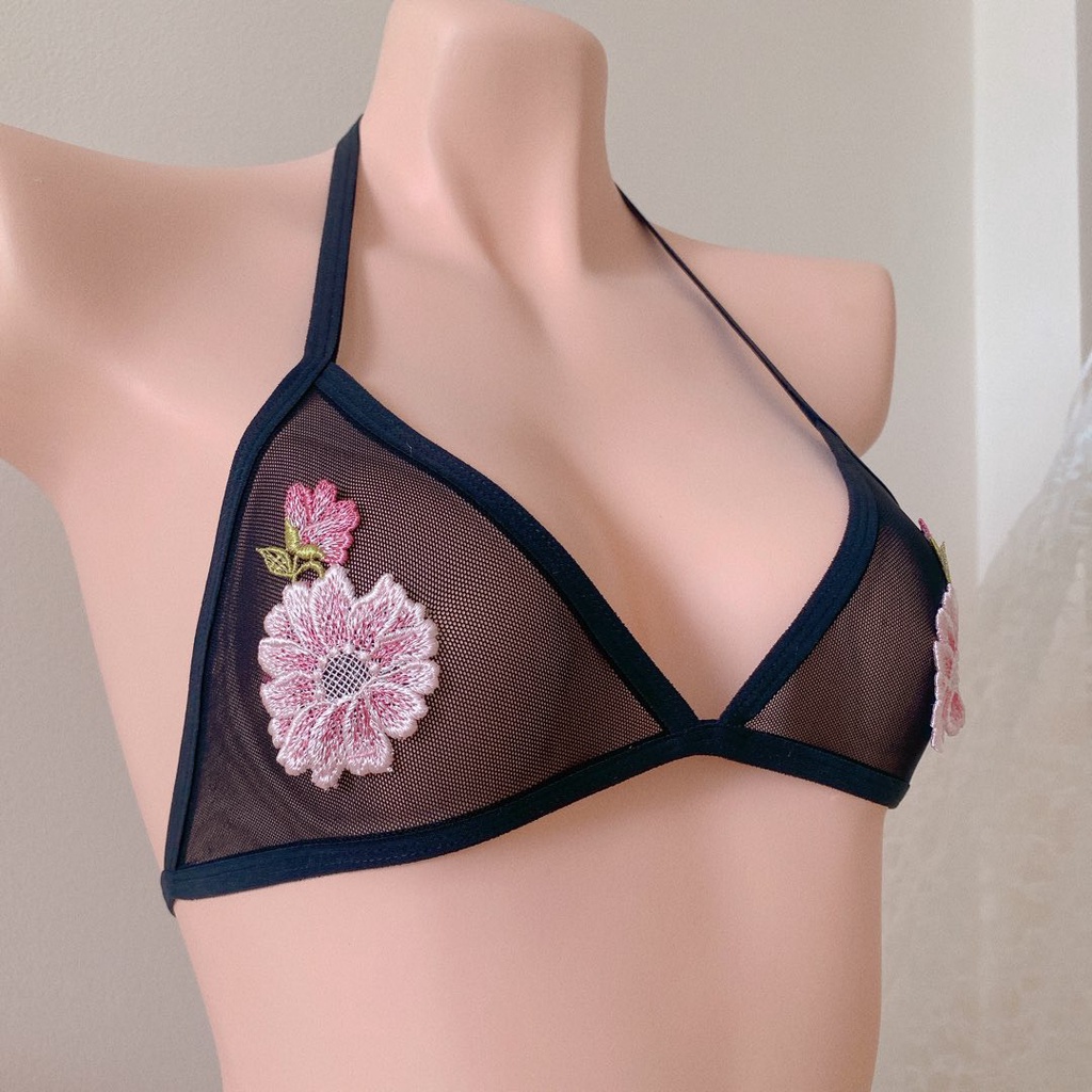 Bk058 -Bộ đồ lót ren hoa set lọt khe gồm quần lót và áo lót nữ -KELLYWANG