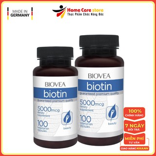 Viên Uống Đẹp Da 🌸Hàng Đức🌸 Viên Uống Khỏe Tóc Biovea Biotin 5000mcg, Giúp Da Mịn Màng, Tóc Chắc Khỏe, Hết Rụng Tóc