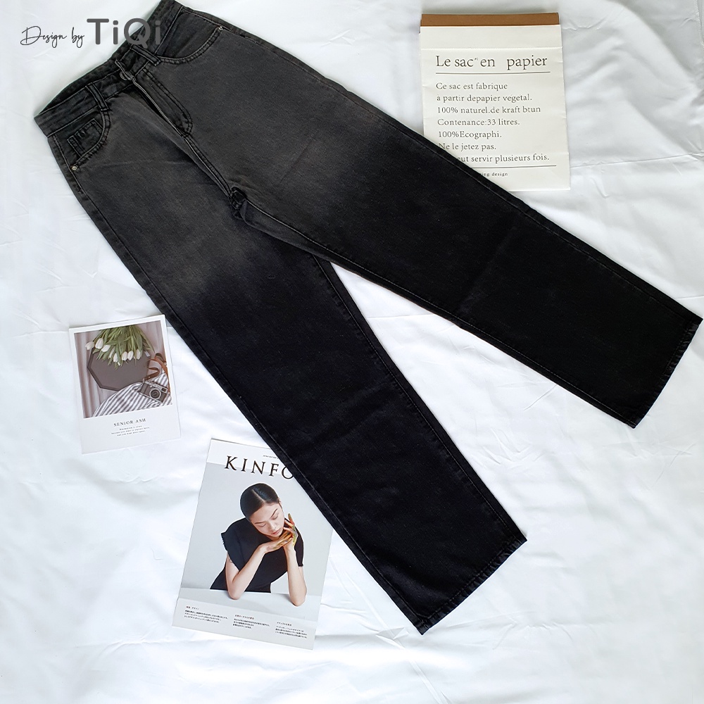 Quần jeans ống rộng nữ màu Xám Đen Ombre TiQi Jeans B2-198