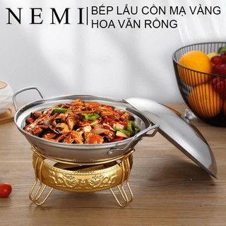 Bếp Cồn Ăn Lẩu Inox Mạ Vàng Hình Con Rồng