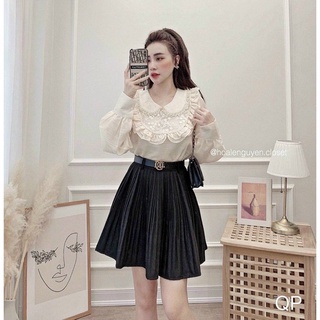 Chân váy dập ly nhỏ kèm đai-hàng quảng châu