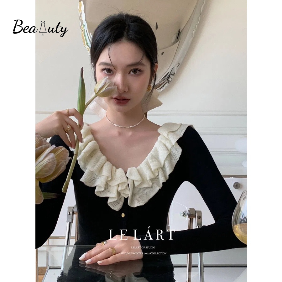 [MURIOKI] Áo Sweater Dệt Kim Tay Dài Phong Cách Hàn Quốc 2022 Cho Nữ