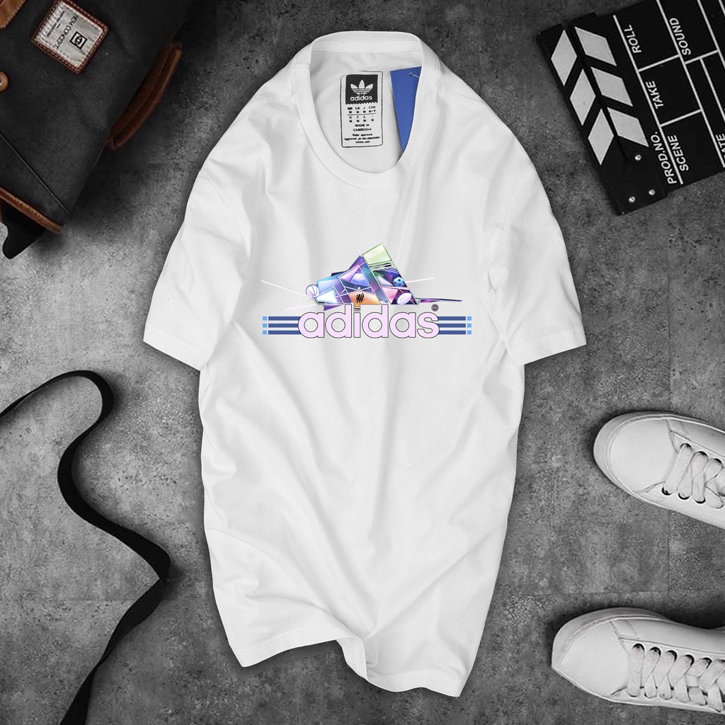 Áo thun nam nữ unisex tay ngắn không cổ in hình ADIDAS 2 phông cộc tay màu trắng đen vải cotton cao cấp có big size