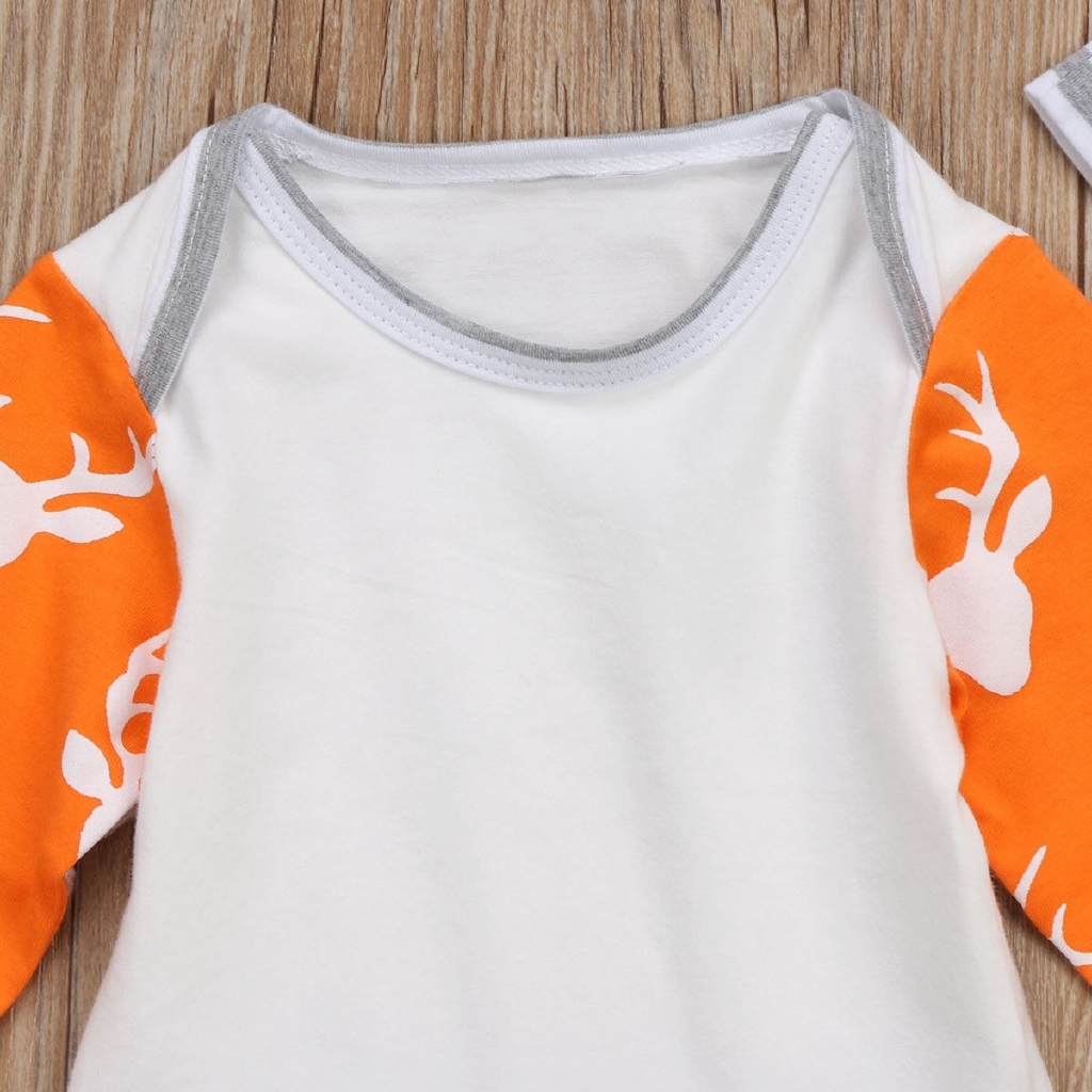 Bộ 3 cái gồm áo thun + quần + nón hình tuần lộc sợi cotton dễ thương cho bé sơ sinh