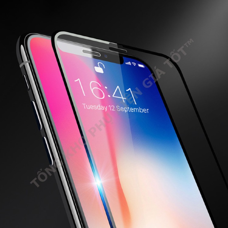 Kính cường lực iPhone full màn hình 10D cho 6-13Promax tặng kèm giấy lau màn hình