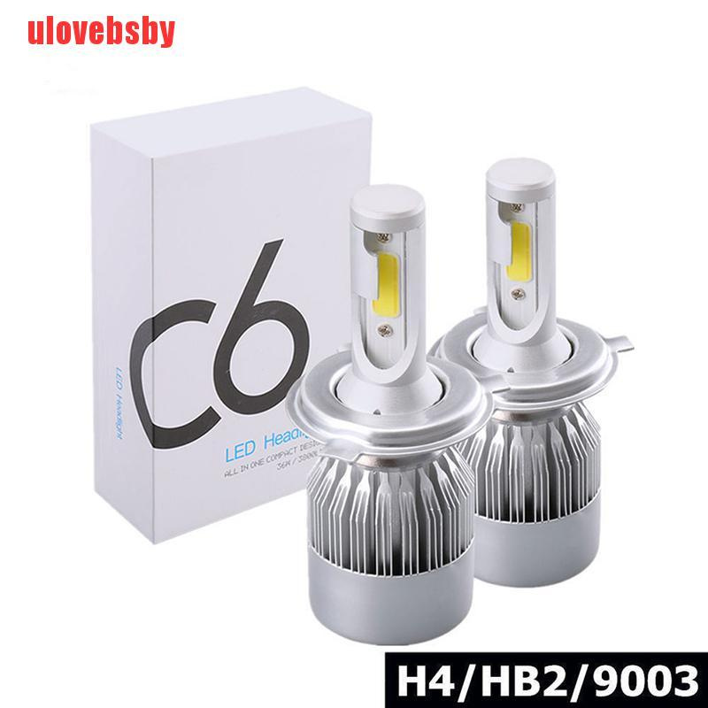 [ulovebsby]1pair COB H4 C6 3800LM 36W LED Car Headlight Kit Hi/Lo Turbo Light Bulbs 6000K