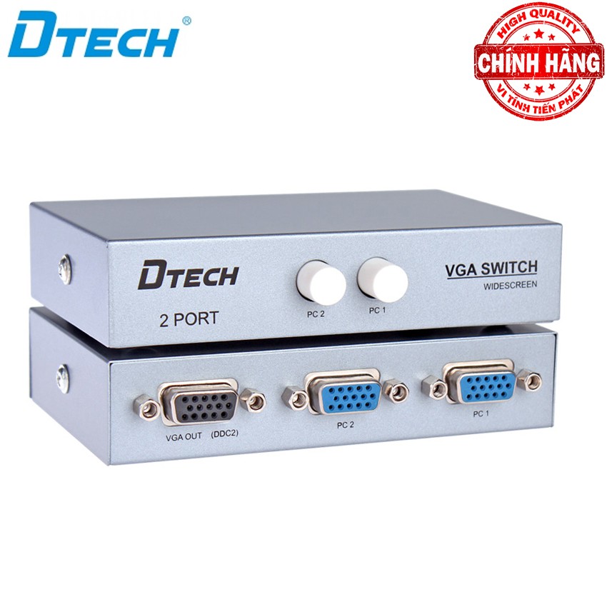 Switch bộ chia cổng VGA 2 ra 1 (2 máy tính ra 1 màn hình) Dtech DT-7032