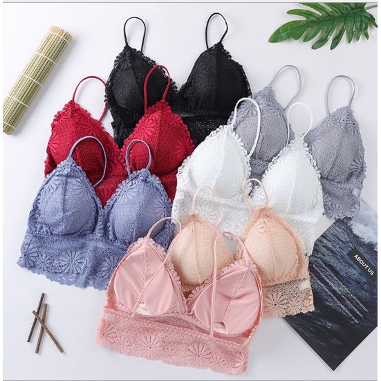 Áo ngực bra ren nữ ren thể thao nâng ngực - Áo lót bralette tập gym coton mềm không gọng mút mỏng YLY25