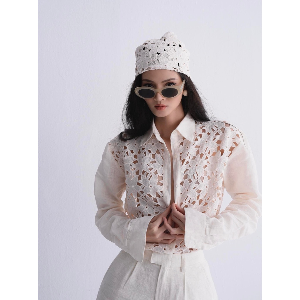 LILYSHIRT-IH001 áo sơ mi nữ phối họa tiết REN