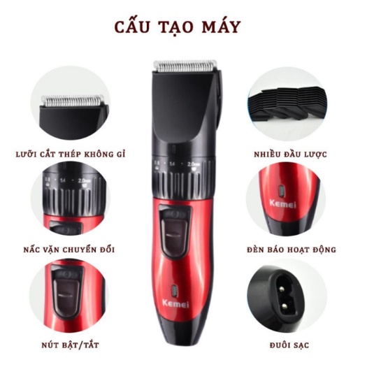 Tông Đơ Cắt Tóc Gia Đình Kemei KM-730 Sạc Điện – Tông Đơ Kemei 730 Kèm Đủ Quà ( Kéo Tỉa , Kéo Cát , Ngoáy Tay )