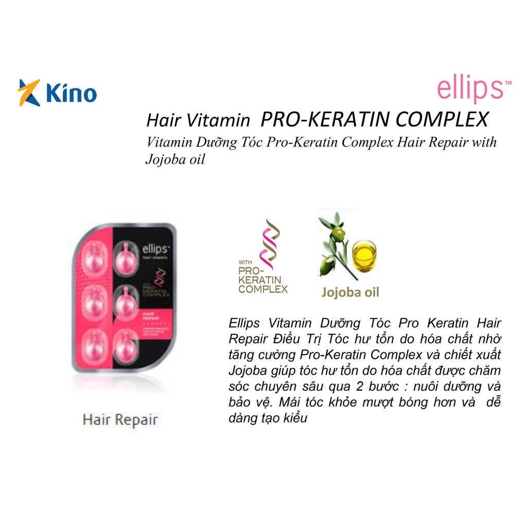 Viên dưỡng tóc Ellips - Serum chăm sóc, phục hồi tóc óng mượt với thành phần vitamin và tinh dầu tự nhiên