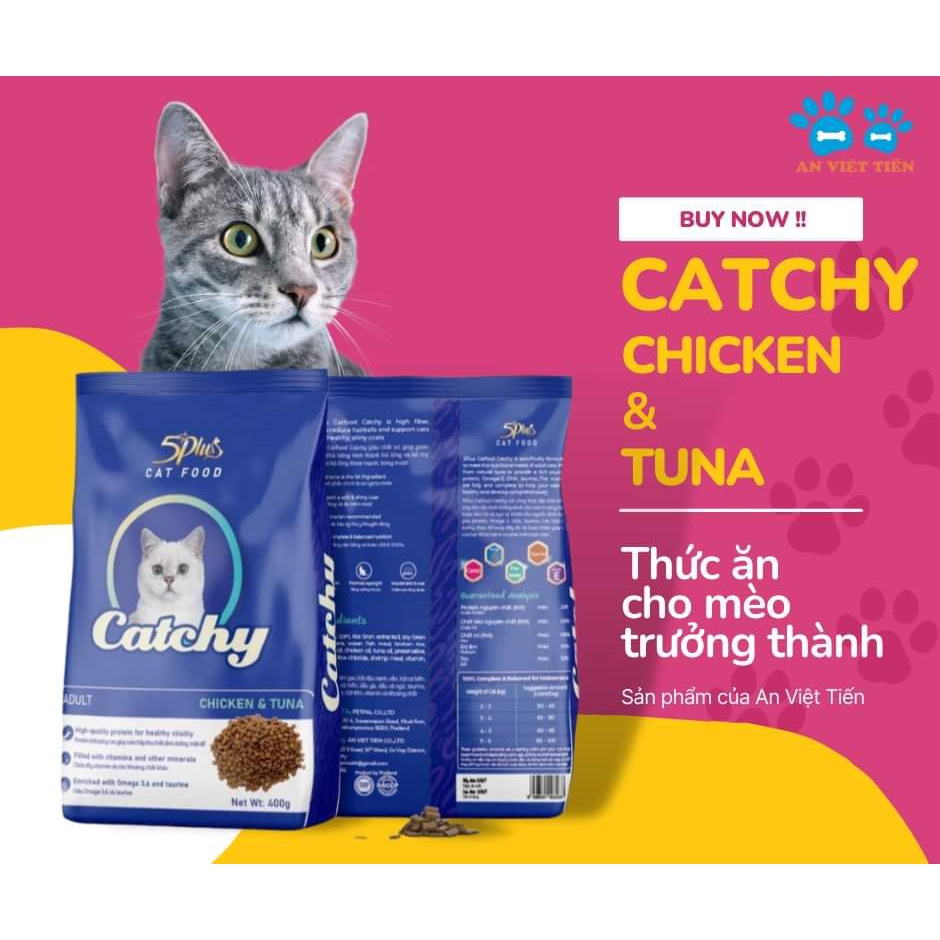 Hạt CATCHY thức ăn dành cho mèo trưởng thành vị Gà & Cá ngừ size 1,2kg