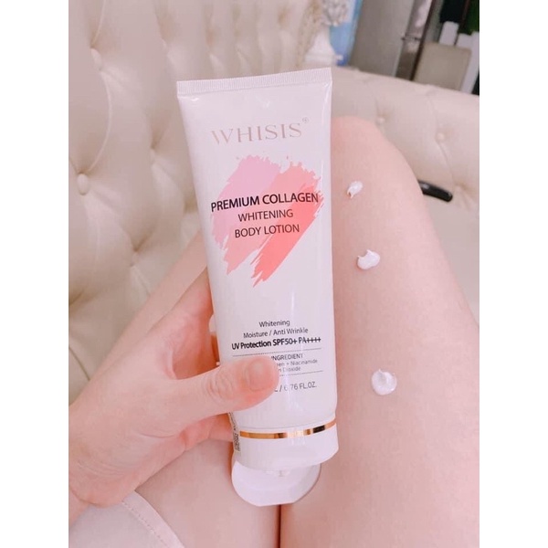 Dưỡng Thể Trắng Da Nâng Tone Chống Nắng Whisis Premium Collagen Whitening Body Lotion 200ml