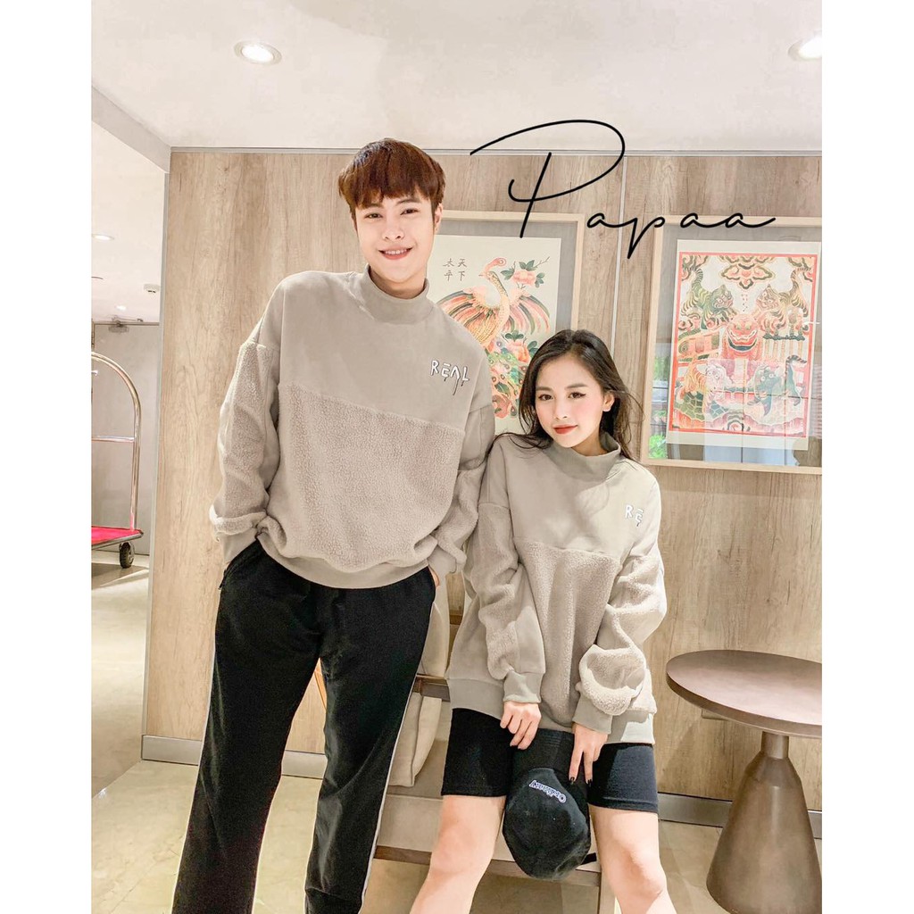 Áo nỉ nam nữ Hàn Quốc unisex pha lông 606 PAPAA SHOP